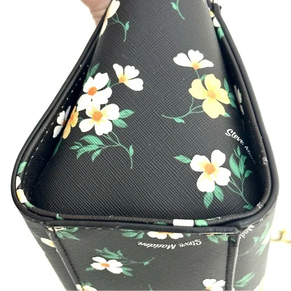 Steve Madden Blexi Structured Crossbody Bag in Black Floral Pattern - Picture 8 of 15